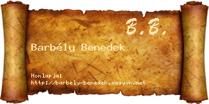 Barbély Benedek névjegykártya