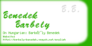 benedek barbely business card